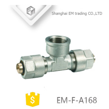 EM-F-A168 Nickel plated Brass PEX AL Pipe Fitting Brass Tee Compression